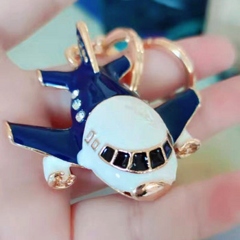 Симпатичен кристален кристал 3d модел на самолет Ключодържател Ключодържател Син самолет Самолет Ключодържател Висулка Ключодържател