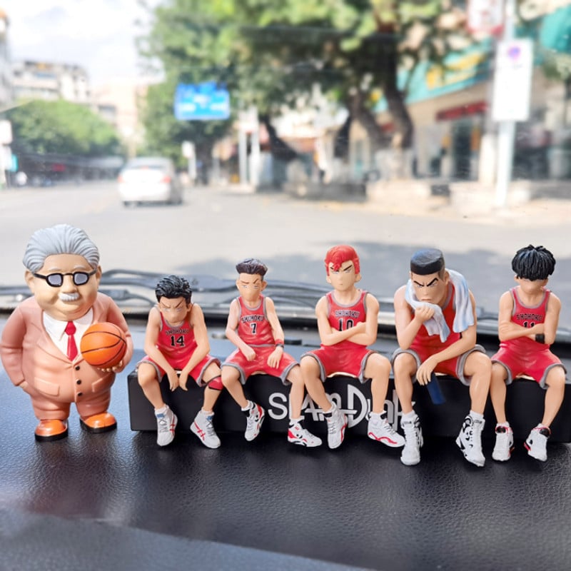8CM PVC Anime kosárlabda lejátszó baba autódíszek Rajzfilmfigura modell Autókonzol dekoráció Parkolótábla Autótartozékok