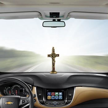 Μόδα Στολίδι Αυτοκινήτου Μεταλλικό Ξύλο Jesus Cross Crucifix Auto Εσωτερικό Ταμπλό Διακόσμηση Χριστιανικός Ιησούς Στολίδια Αξεσουάρ