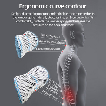 Нова облегалка за глава от мемори пяна за кола Комплект лумбална опора Възглавница за пътуване на кола Офис стол Седалка Възглавница за кръста Възглавница за автоматична лумбална възглавница