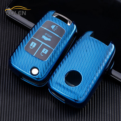 Fibră de carbon TPU Husă pentru chei de mașină Flip Shell Fob pentru Opel Vauxhall Astra Corsa Mokka Chevrolet Cruze Malibu Captiva Trax Sail