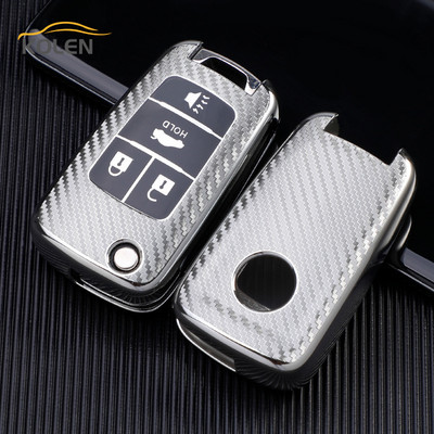 Fibră de carbon TPU Husă pentru chei de mașină Flip Shell Fob pentru Opel Vauxhall Astra Corsa Mokka Chevrolet Cruze Malibu Captiva Trax Sail