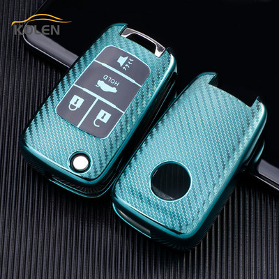 Fibră de carbon TPU Husă pentru chei de mașină Flip Shell Fob pentru Opel Vauxhall Astra Corsa Mokka Chevrolet Cruze Malibu Captiva Trax Sail