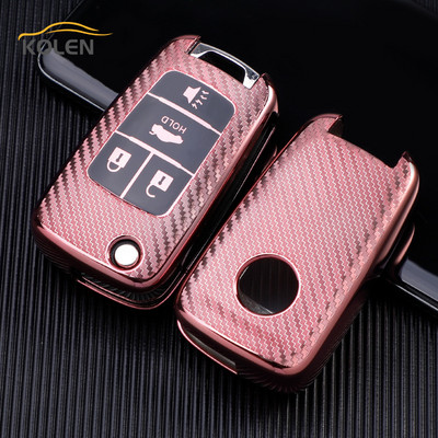 Fibră de carbon TPU Husă pentru chei de mașină Flip Shell Fob pentru Opel Vauxhall Astra Corsa Mokka Chevrolet Cruze Malibu Captiva Trax Sail