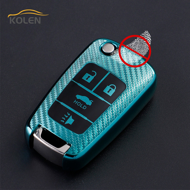 Fibră de carbon TPU Husă pentru chei de mașină Flip Shell Fob pentru Opel Vauxhall Astra Corsa Mokka Chevrolet Cruze Malibu Captiva Trax Sail