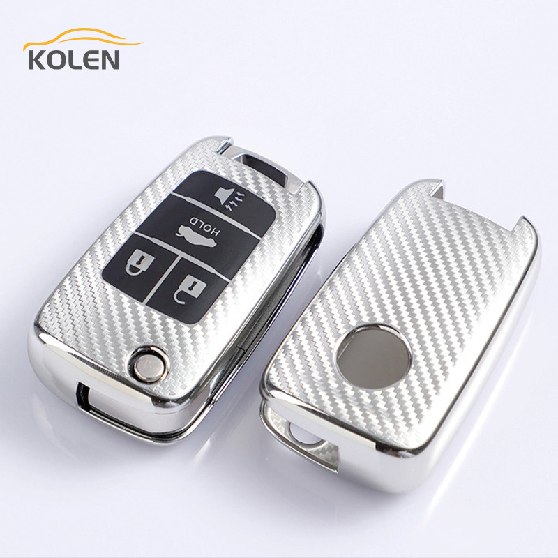 Fibră de carbon TPU Husă pentru chei de mașină Flip Shell Fob pentru Opel Vauxhall Astra Corsa Mokka Chevrolet Cruze Malibu Captiva Trax Sail