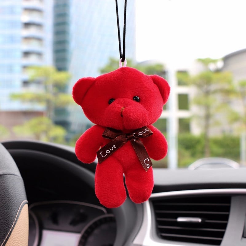 Autós medál plüss kitömött aranyos medve dekoráció függő dísz autó hátulnézet tükör felfüggesztés nyakkendő medve kiegészítők ajándék