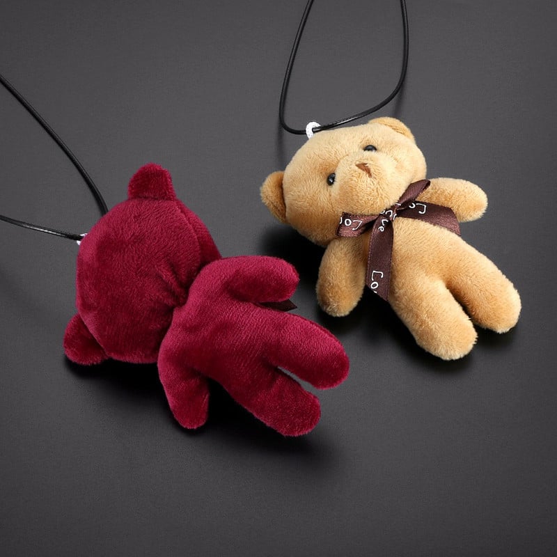 Autós medál plüss kitömött aranyos medve dekoráció függő dísz autó hátulnézet tükör felfüggesztés nyakkendő medve kiegészítők ajándék