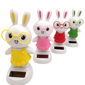 Aranyos nyúl napenergiával működő táncos játékok Lengő animált bobble táncos fejrázó játék autó dísz műszerfali dekoráció