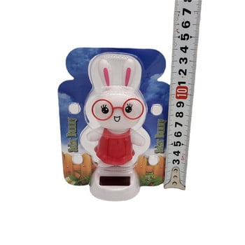 Cute Rabbit Solar Powered Dancing Toys Swinging Animated Bobble Dancer Shaking Head Διακοσμητικό ταμπλό με παιχνίδι αυτοκινήτου