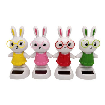 Cute Rabbit Solar Powered Dancing Toys Swinging Animated Bobble Dancer Shaking Head Διακοσμητικό ταμπλό με παιχνίδι αυτοκινήτου