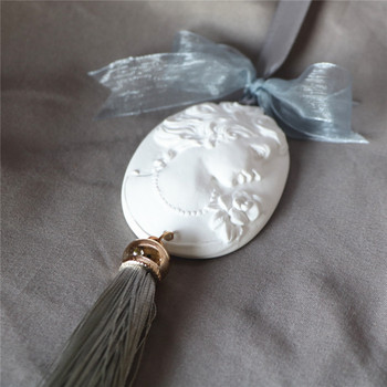 FinRu Factory Direct Car Pendant Indoor Hanging Oval Perfume Essential Oil Ceramic Diffuser Αξεσουάρ Διακόσμηση Αποσμητικό χώρου