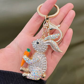 Cute Rabbit Hugged The Carrot Keychain Cartoon Μπρελόκ Μπρελόκ Μπρελόκ Μπρελόκ Θήκη Τσάντα Κρεμαστό Αξεσουάρ Μπρελόκ