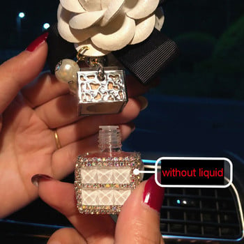 Γοητευτικά Bling Rhinestones Camellia Flower Car Mirror Κρεμαστά στολίδια Diamond Crystal Car Bottle άρωμα μενταγιόν Γυναικεία κορίτσια