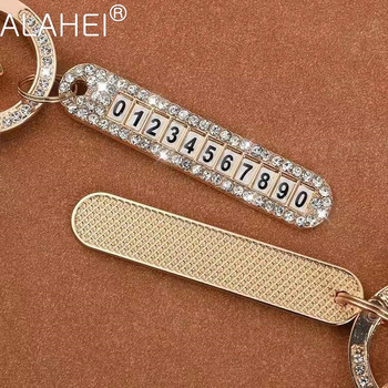 Μπρελόκ αυτοκινήτου 1 τμχ Κρεμαστό κλειδί αυτοκινήτου με στρας με αντι-χαμένη πινακίδα αριθμού τηλεφώνου Εξαιρετικό στολίδι μπρελόκ δώρο για γυναίκες