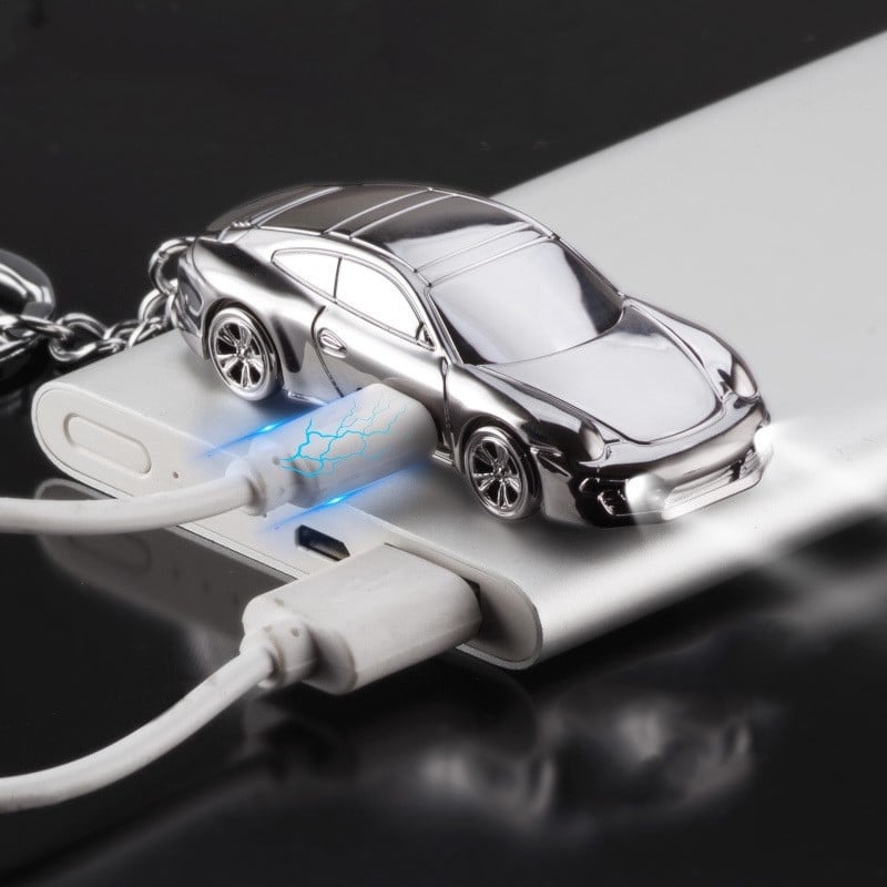 Hordozható mini autó alakú szélálló elektronikus USB újratölthető öngyújtó kulcstartóval