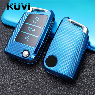 Husa pentru chei auto din filtru de carbon Tpu pentru VW Volkswagen Golf 7 MK7 Tiguan MK2 pentru SEAT Ateca Leon FR 2 Ibiza pentru Skoda Octavia A7