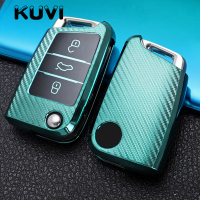 Husa pentru chei auto din filtru de carbon Tpu pentru VW Volkswagen Golf 7 MK7 Tiguan MK2 pentru SEAT Ateca Leon FR 2 Ibiza pentru Skoda Octavia A7