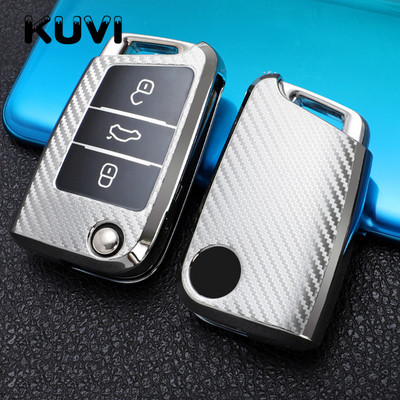 Husa pentru chei auto din filtru de carbon Tpu pentru VW Volkswagen Golf 7 MK7 Tiguan MK2 pentru SEAT Ateca Leon FR 2 Ibiza pentru Skoda Octavia A7