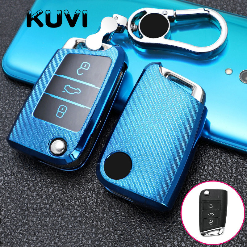 Husa pentru chei auto din filtru de carbon Tpu pentru VW Volkswagen Golf 7 MK7 Tiguan MK2 pentru SEAT Ateca Leon FR 2 Ibiza pentru Skoda Octavia A7
