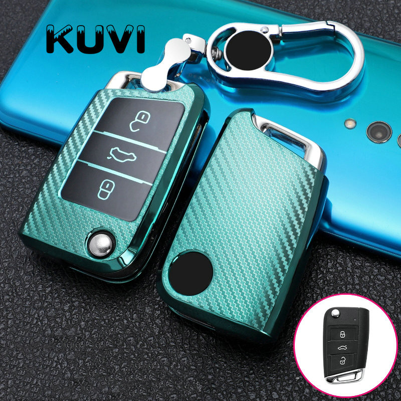 Husa pentru chei auto din filtru de carbon Tpu pentru VW Volkswagen Golf 7 MK7 Tiguan MK2 pentru SEAT Ateca Leon FR 2 Ibiza pentru Skoda Octavia A7