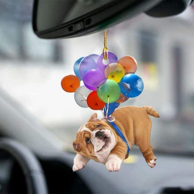 Automobilio pakabukas Spalvingas balionas šuniukas Mielas šuns ornamentas Automobiliai galinio vaizdo veidrodžio apdaila Automobilių interjero dekoras Namų aksesuarai