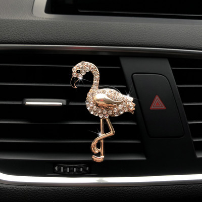 Autós légfrissítő ötvözet gyémánt levegőkimenet Flamingo aroma diffúzor autó belső parfüm klip High End Auto Inter Accessories