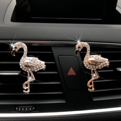 Autós légfrissítő ötvözet gyémánt levegőkimenet Flamingo aroma diffúzor autó belső parfüm klip High End Auto Inter Accessories