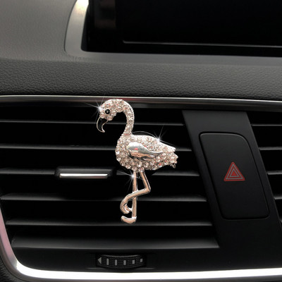Autós légfrissítő ötvözet gyémánt levegőkimenet Flamingo aroma diffúzor autó belső parfüm klip High End Auto Inter Accessories