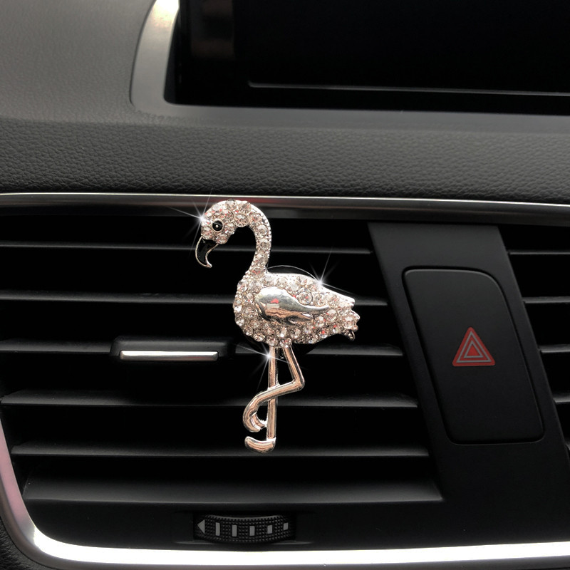 Autós légfrissítő ötvözet gyémánt levegőkimenet Flamingo aroma diffúzor autó belső parfüm klip High End Auto Inter Accessories