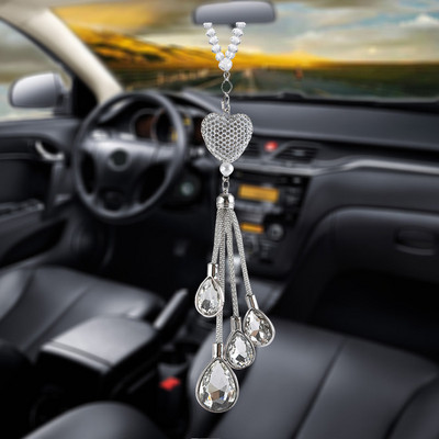 Bling Heart Diamond Automobilski dodaci Crystal Car Retrovizor Ogledalo Charms Auto Decoration Decor Lucky Viseći unutarnji ukras