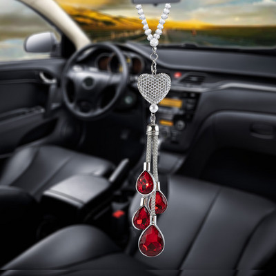 Bling Heart Diamond Automobilski dodaci Crystal Car Retrovizor Ogledalo Charms Auto Decoration Decor Lucky Viseći unutarnji ukras