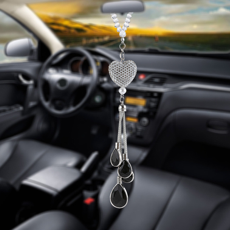 Bling Heart Diamond Automobilski dodaci Crystal Car Retrovizor Ogledalo Charms Auto Decoration Decor Lucky Viseći unutarnji ukras