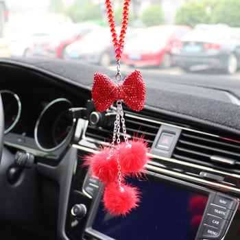 Μενταγιόν Διακοσμητικό Αυτοκινήτου Διαμαντένιο Παπιγιόν Hairball Vehicle Hairball Πίσω καθρέφτης Κρεμαστό Δημιουργικά χαριτωμένα στολίδια για το Auto Home