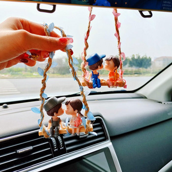 Swing Lovers Doll Car Κρεμαστό Στολίδι Κρεμαστό Κρεμαστό Φιλί Ζευγάρι Καθρέφτης Αυτοκινήτου Κρεμαστό Εσωτερικό Αξεσουάρ αυτοκινήτου για αγόρια κορίτσια Δώρο