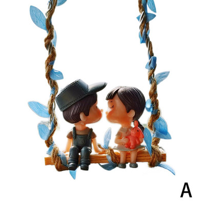 Swing Lovers Doll Car Κρεμαστό Στολίδι Κρεμαστό Κρεμαστό Φιλί Ζευγάρι Καθρέφτης Αυτοκινήτου Κρεμαστό Εσωτερικό Αξεσουάρ αυτοκινήτου για αγόρια κορίτσια Δώρο