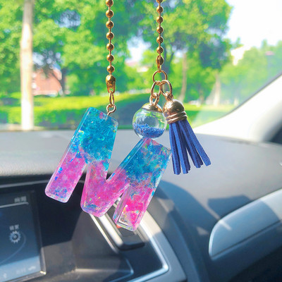 Decoratiuni Interioare Masini Fashion Crystal Gradient 26 Litere Auto Oglinda Retrovizoare Pandantiv Pentru Accesorii Auto Interior Femeie