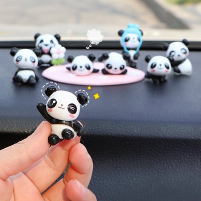 8 vnt. / rinkinys Mielas Panda Automobilio puošmena Prietaisų skydelis Žaislas Automobilis Automobilis „Pasidaryk pats“ animacinių filmų ornamentai, interjero reikmenys, dekoravimo priedai