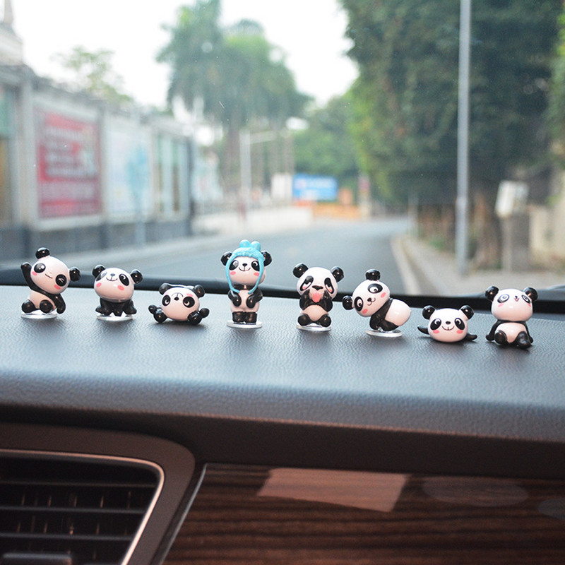 8 vnt. / rinkinys Mielas Panda Automobilio puošmena Prietaisų skydelis Žaislas Automobilis Automobilis „Pasidaryk pats“ animacinių filmų ornamentai, interjero reikmenys, dekoravimo priedai