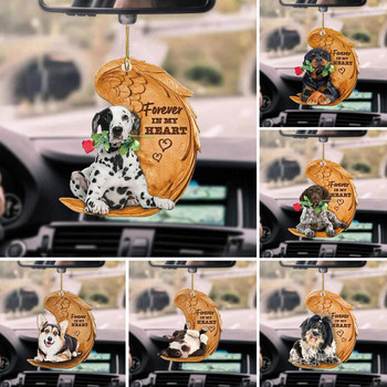 1PC 2D сладък забавен спящ ангел куче крило куче висящ орнамент анимационен сладък висулка чанта за кола ключодържател висулка орнаменти за кола
