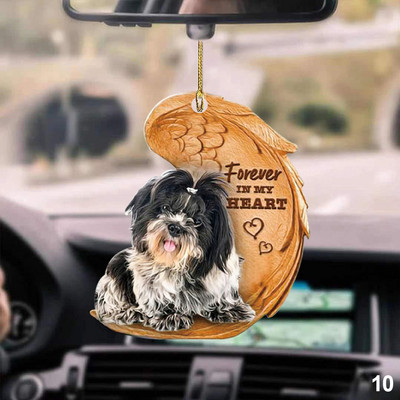 1 ΤΕΜ. 2D χαριτωμένο αστείο άγγελος ύπνου φτερό σκυλιού Κρεμαστό στολίδι κινουμένων σχεδίων Χαριτωμένο κρεμαστό τσάντα αυτοκινήτου Μπρελόκ Κρεμαστό στολίδια αυτοκινήτου