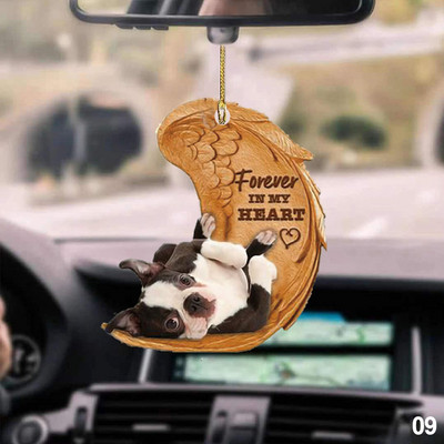 1 ΤΕΜ. 2D χαριτωμένο αστείο άγγελος ύπνου φτερό σκυλιού Κρεμαστό στολίδι κινουμένων σχεδίων Χαριτωμένο κρεμαστό τσάντα αυτοκινήτου Μπρελόκ Κρεμαστό στολίδια αυτοκινήτου