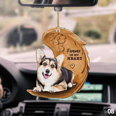 1 ΤΕΜ. 2D χαριτωμένο αστείο άγγελος ύπνου φτερό σκυλιού Κρεμαστό στολίδι κινουμένων σχεδίων Χαριτωμένο κρεμαστό τσάντα αυτοκινήτου Μπρελόκ Κρεμαστό στολίδια αυτοκινήτου