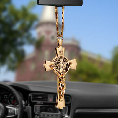 Automobilio pakabukas iš cinko lydinio Jėzaus kryžiaus krikščionių religija Jėzaus nukryžiuotojo figūrėlės kabantis ornamentas automobilio salono galinio vaizdo veidrodžiui