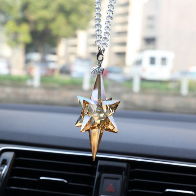 Crystal Snowflake Meteor Hammer Star Függő autó hátulnézet Tükör medál Kreatív autós kiegészítők Karácsonyi díszek