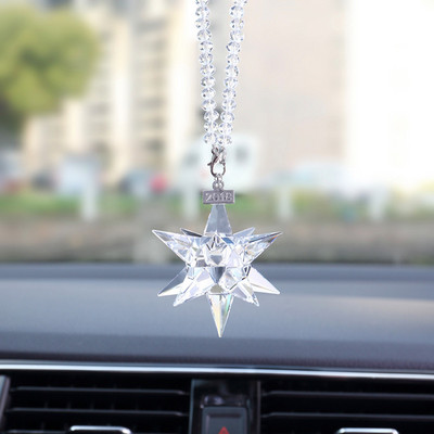 Crystal Snowflake Meteor Hammer Star Függő autó hátulnézet Tükör medál Kreatív autós kiegészítők Karácsonyi díszek