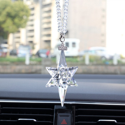 Crystal Snowflake Meteor Hammer Star Függő autó hátulnézet Tükör medál Kreatív autós kiegészítők Karácsonyi díszek