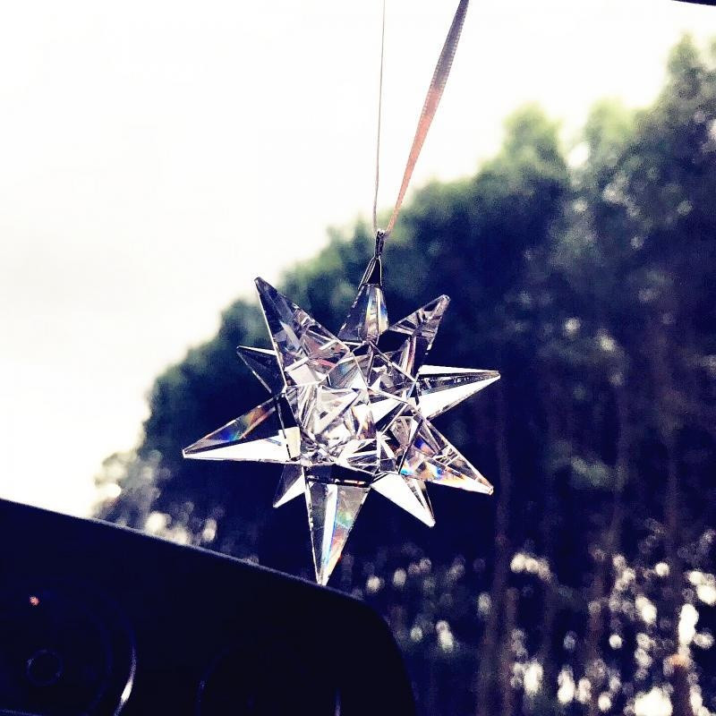 Crystal Snowflake Meteor Hammer Star Függő autó hátulnézet Tükör medál Kreatív autós kiegészítők Karácsonyi díszek