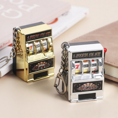 Mini Gambling Slot Machine Key Chains Pocket Fruit Lucky Jackpot Gadget Antistress Toys Funny Games Keychain