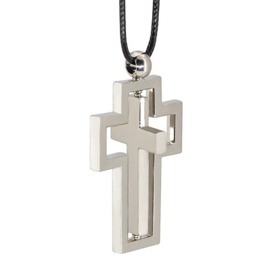 Új divat Dupla forgó Jesus Cross autós medál visszapillantó tükör Dekoráció Díszek Gépkocsik Beltéri Autók Tartozékok